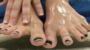 blond milf bitch like foot sex and lick his cum from her own feet after heavy fucking