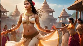 Beautiful Big Breasted Nude Indian Elf Girl Dancing in Traditional