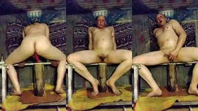 taking double dildos at the same time. horny on the sauna