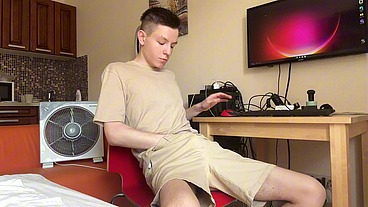 Manager Won't Be Happy. Remote Employee Evgeny Is Jerking Off Again!
