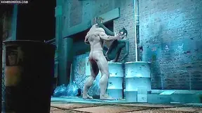 Catwoman Seduces Wolverine in a Fiery Alley Tryst Under Moonlight