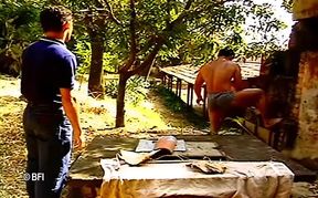 Old gay partners, in an outdoor vintage fuck scene