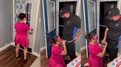 Husband is out of town so I tried my luck with the pizza boy. Dominoes pizza lol