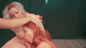 Step mom turns into her step son's minion for a sloppy blowjob lesson