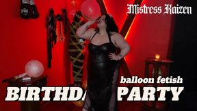 Balloon & mummification: Celebrating My Birthday while My slave is ignored wrapped in plastic