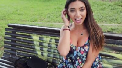 Juicy girl Frida Sante sucks a cock and gets fucked in the park