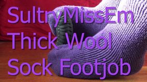 Thick wool sock footjob