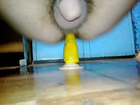 Yellow dildo in my ass - solo, amateur