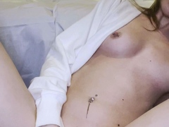 Cute amateur brunette naughty in solo jerking show on camera