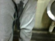 chav pissing pants, wanking naked in public toilets