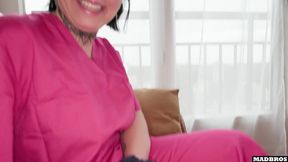 French Caregiver Gets Steamy at Home During Work Hours with a Big Surprise!