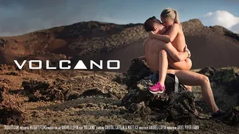 Cristal Caitlin passionately fucks Matt Ice outdoors in rugged terrain