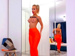 Moldavian Bliss adores to tease in orange leggings