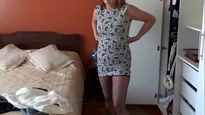 Beautiful stepmom with a big ass shows off in lingerie for stepson'_s friends to jerk off