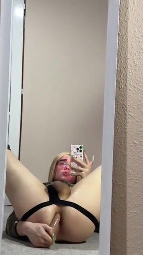 Epic moment from &quot;Blonde femboy playing with ass and cock in the mirror&quot;