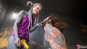 Alt Dominatrix Pegging Tattooed Worker