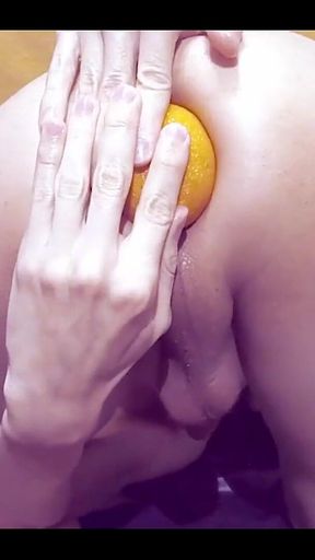 Cumming From Big Orange and Dildo in My Ass and Hard Fisting!
