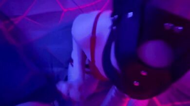 Neon soaked mouth gagged by her tight little hole