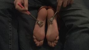 Tickling my ex boss Anna big feet - face down