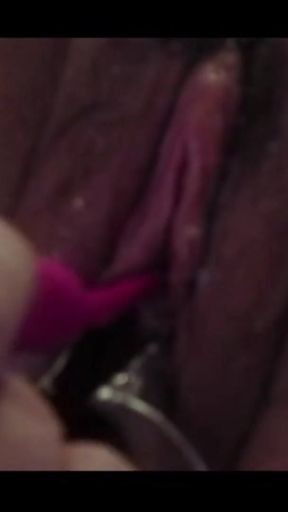 British Granny Rose pee hole fucked with a toy while rubbing her big clit and squirting   Clip 2