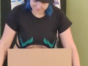 Unboxing lingerie haul with skimpy bodysuit camel toe