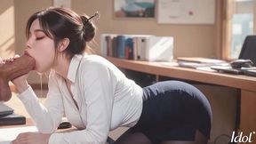 sexy secretary helps relive stress by blowjob...[ai]