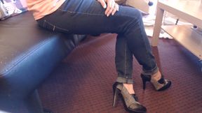 Oxford toe high heel tweed double cross