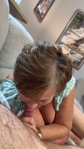 I enjoyed teasing my boy toy's cock with my mouth. I'm such a naughty GILF!