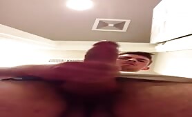 Handsome young guy having a huge orgasm