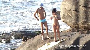 Hot wife cheating on her husband on the beach
