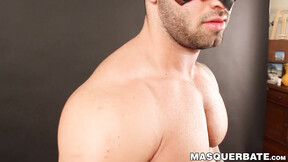 Amazing bodied jock Calvin masturbates his big throbbing penis