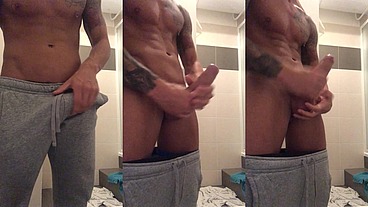 I take down my pants and show you how to give a good handjob.