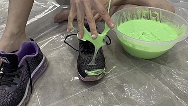 Trashing Sneakers (Trainers) with Super Sticky Slime