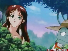 Swordwoman hard fight with monsters