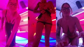 dans la cabine uv je te montre la trace de bronzage de mon string