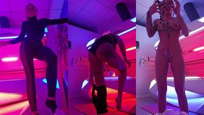 dans la cabine uv je te montre la trace de bronzage de mon string