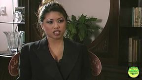 Asian Secretary in Black Stockings Lets Her Boss Fuck Her on the Desk