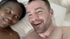 Petite Ebony Slut Creampied by Big White Dick in Interracial Bareback Dating App Hookup