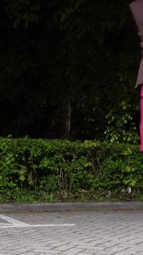 My Red Dress and Glossy Tights Are Getting Peed on