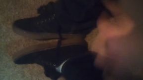 Black Dress Shoes &amp; Cute Fuzzy Striped Dirty Socks (no Audio)