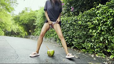 Monika Fox Pees In Coconut And Drinks