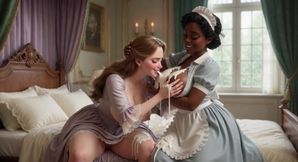 Elegant Lady Receives Warm Nourishment from Her Maid in Tender Lap and Passionate All-Fours Moments (AI generated)
