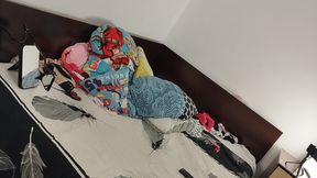 Sexy hair pussy wife tries on panties. Sexy wife workout at home naked. Amateur wife masturbates with her fingers in her pussy.