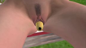 Beautiful 3D Babe Fucks Pussy with Banana &ndash_ Wild Fruit Masturbation!