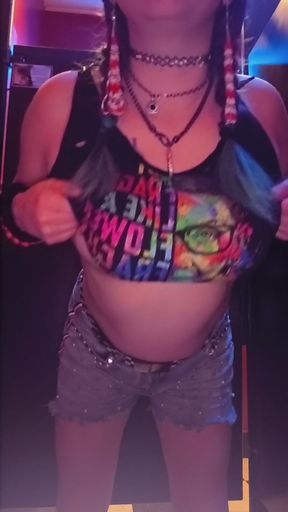 Wiggling my big mommy milkers in the bar bathroom