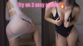 Trying on sexy outfits! Fitting room