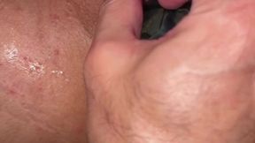 I wish you were here to help me with this giant dildo. It’s almost too much to handle. Almost