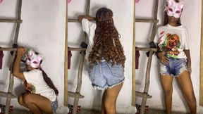 Tied up and desperate to pee until I wet my shorts