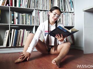 Lascivious College Angel Masturbate in Library