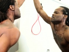 Dark skinned stud with a ripped body Ray Anthony pleases his big pole